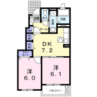 アルフォール　(門川町　東栄町)＜2DK・1階＞の間取り図