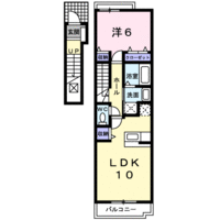 オーブ・ココ　（延岡市　野田）＜1LDK・2階＞の間取り図