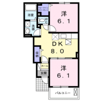 サラブレッドⅢ　（門川町　大字加草）＜2DK>の間取り図