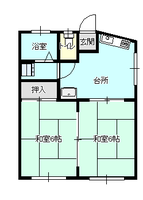 カシヤマハイツ　(延岡市　樫山町）＜２DK＞の間取り図