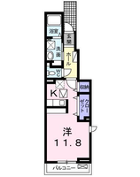 ベルメゾン・TK　(延岡市　日の出町)＜1R・1階＞の間取り図