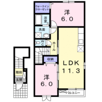 Ocean H・Y　（門川町　須賀崎）＜2LDK＞の間取り図