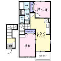 セイバリー・ガーデンB　(日向市　大字日知屋)＜2LDK＞の間取り図