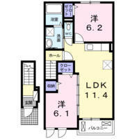 Ocean H・Y Ⅱ　(日向市　財光寺)＜2LDK＞の間取り図