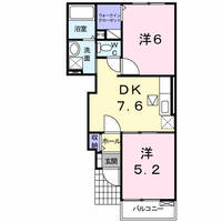 なおみ　（門川町　須賀崎）＜2DK・1階＞の間取り図