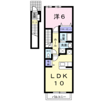 アンシャレットA棟　（日向市　不動寺）＜1LDK・2階＞の間取り図