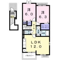 サンリットⅡ　（日向市　財光寺菜切）＜2LDK＞の間取り図