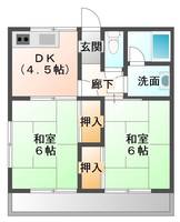 津田コーポ　(延岡市　惣領町)＜2DK＞の間取り図