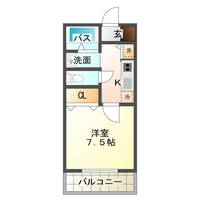 フラットサニーガーデン　（延岡市　大貫町）＜1K＞の間取り図