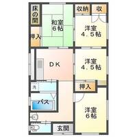 塩浜町3丁目貸家　（延岡市　塩浜町）＜４DK＞の間取り図