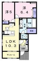 カルテットⅣ　(延岡市　伊形町)＜2LDK＞の間取り図