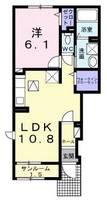 サンテラス　(高千穂町　三田井)＜1LDK・2階＞の間取り図