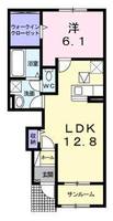 ラ・フルールB　(延岡市　土々呂町)＜1LDK・1階＞の間取り図