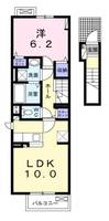 サン　メゾン　(延岡市　中の瀨町)＜1LDK・2階＞の間取り図