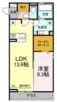 シャルマンHAMA　Ⅱ（延岡市　浜町）＜1LDK・角部屋＞の間取り図