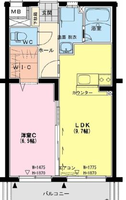 サザンクロス　（日向　財光寺）＜１LDK＞の間取り図