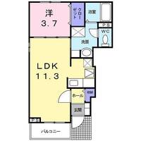 フェリーチェ　（日向市　新生町）＜1LDK・1階＞の間取り図