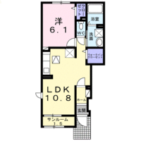 メゾン　ド　リバーサイド（延岡市　岡富町）＜1LDK・1階＞の間取り図