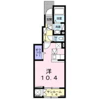 プログレス　（日向市　曽根町）＜１R・1階＞の間取り図