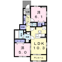 ラ・フルールS（延岡市　土々呂町）＜2LDK＞の間取り図