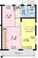 フィオーレⅡ　（日向　日知屋）＜2LDK＞の間取り図