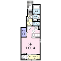 オレガノ　B　（日向市　財光寺）＜1R・1F＞の間取り図