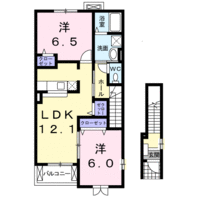 ベルローズ　（日向市　日知屋）＜2LDK＞の間取り図