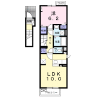 SK　パレス　Ⅲ（延岡市　川原崎町）＜1LDK・2階＞の間取り図