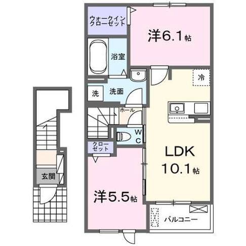 レッド　ウイング（門川町）＜2LDK・2階＞