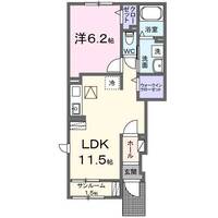 メゾン・ティエード（延岡市　古川町）＜1LDK・1階＞の間取り図