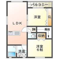 ペティハイム富美山A（延岡市　富美山町）＜2LDK・2階＞の間取り図