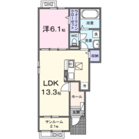 レジデンス土々呂　(延岡市 土々呂町) ＜1LDK・1階＞の間取り図