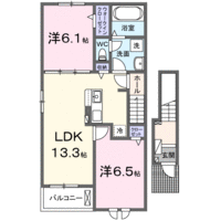 レジデンス土々呂　(延岡市 土々呂町) ＜2LDK・2階＞の間取り図