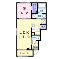 グラシオッソ　ブリッサ　K（延岡市　古川町）＜1LDK・1階＞の間取り図