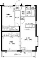 Center Court 　(日向　財光寺）＜２LDK＞の間取り図