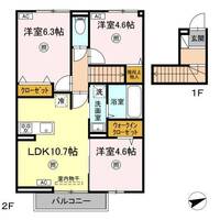  D-resena古川Ⅰ（2階・3LDK）の間取り図