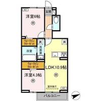  D-resena古川Ⅱ（1階・2LDK）の間取り図