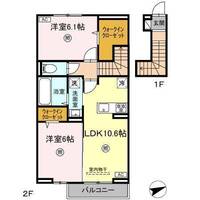 D-resena古川Ⅱ（2階・2LDK）の間取り図