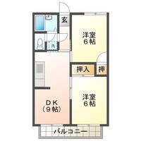 プレジール南風　（延岡市　大貫町）＜2LDK＞の間取り図